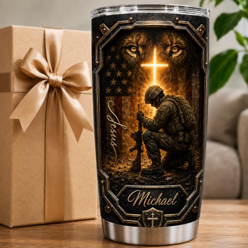 Personalized Christian Gifts For Men - A Child Of God Bible Faith Warrior Tumbler V14 - Man Of Faith Christ Religious For Dad, Husband, Grandpa on Fathers Day, Christmas, Birthday - color: CH-VAR-14