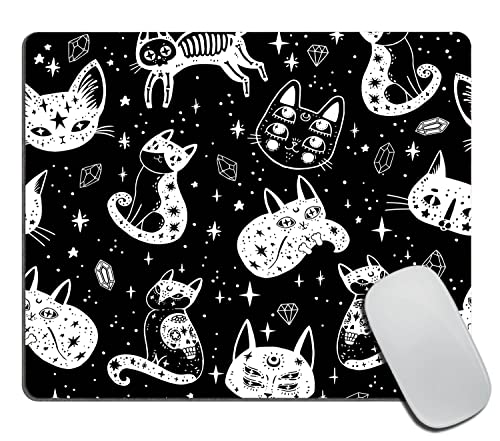 Rectangle Mouse Pad Witch's Cat, Cat and Sugar Skull Premium-Textured Custom Mouse Mat Design,Washable Mousepads Non-Slip Rubber Base Computer Mousepad Personalized for Wireless Mouse - color: TSP151