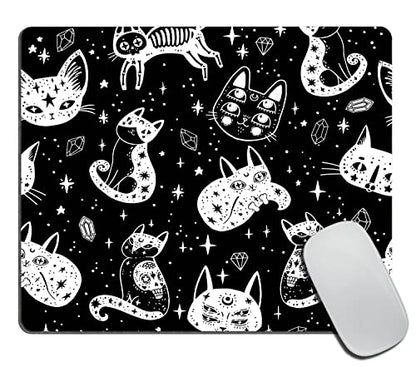 Rectangle Mouse Pad Witch's Cat, Cat and Sugar Skull Premium-Textured Custom Mouse Mat Design,Washable Mousepads Non-Slip Rubber Base Computer Mousepad Personalized for Wireless Mouse - color: TSP151