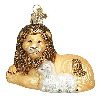 Old World Christmas Spiritual Gifts Lion and Lamb Glass Blown Ornament for Christmas Tree, Handcrafted Holiday Decoration, Religion Collection - style: Lion Lamb