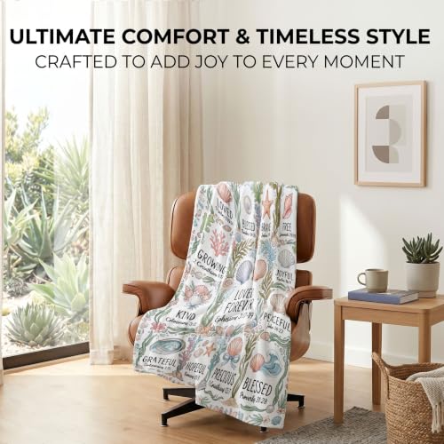 Christian Seashell Throw Blanket – Religious Gifts for Women Girls - color: Tk048, size: 60"x50"