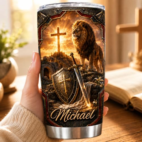 Personalized Christian Gifts For Men - Warrior Christ Man Of Faith A Child Of God Tumbler V4 - Bible Faith Religious For Dad, Husband, Grandpa on Fathers Day, Christmas, Birthday - color: CH-VAR-04