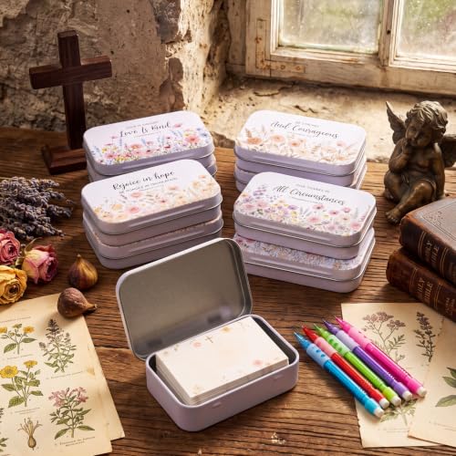 120Pcs Christian Gifts for Women, Prayer Boxes with Prayer Cards and Pencil - style: Pastel Floral