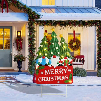 Afirst Christmas Gnomes Yard Sign Stakes Light Up Garden Decorations - color: Gnomes