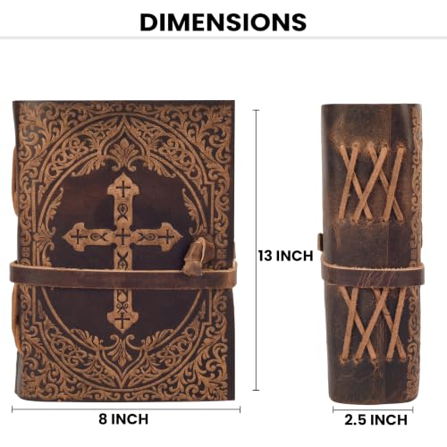 LEATHER VILLAGE Christian Gift Journal, Distressed Brown 13x8. - color: Distressed Brown, size: 13 inches X 8 inches