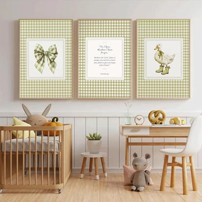 FKRYTYB Sage Green Bow Duck Themed Childrens Room Wall Art Unframed12x16in - color: Duck, size: 16L"X12W"Poster