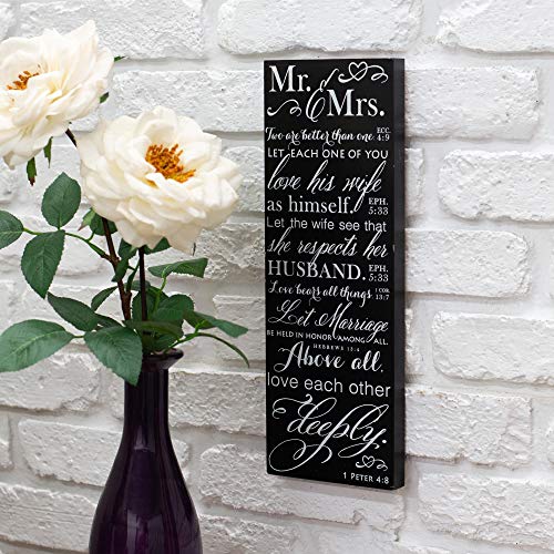 Mr and Mrs Love Verses Black and White 5 x 14 Wood Wall Art Sign Plaque