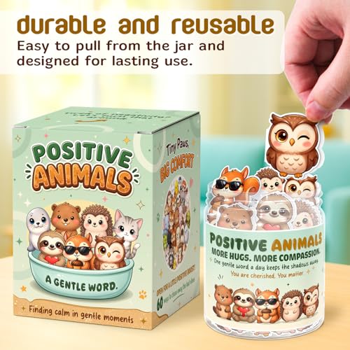 Positive Animals Jar, 60 Pcs Animal Affirmation Cards - color: Animals