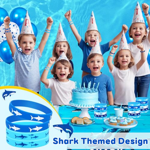 JUNEBRUSHS 42pcs Shark Party Favors Ocean Sea Life Shark Silicone Bracelets - style: Shark Style