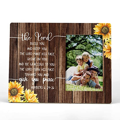 FONDCANYON The Lord Bless You and Keep You Numbers 6:24-26 Christian Picture Photo Frame,Bible Verse Scripture Picture Frames, Christian Gifts,Bible Verse Gifts For Women Christian(4x6 Inch Photo)
