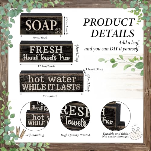 Lineshading 4 Pcs Wooden Bathroom Block Signs, Farmhouse Shelf Decor - style: Bathroom