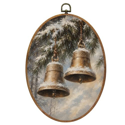 Mcehtle Winter Christmas Gold Bells Wall Art Decor Framed 8.6x11.4 - color: 20
