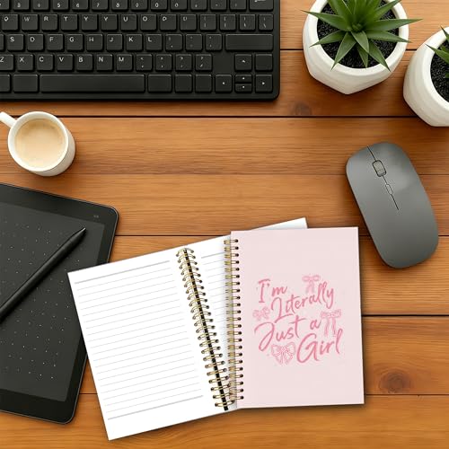 Coquette Pink Bow Notebook Journal, Aesthetic Notebooks for Women, Coquette Office Supplies,Pink Preppy I'm Literally Just a Girl Hardcover Spiral Notebooks, 5.5x8.3 Inch - color: Multiple Color-8