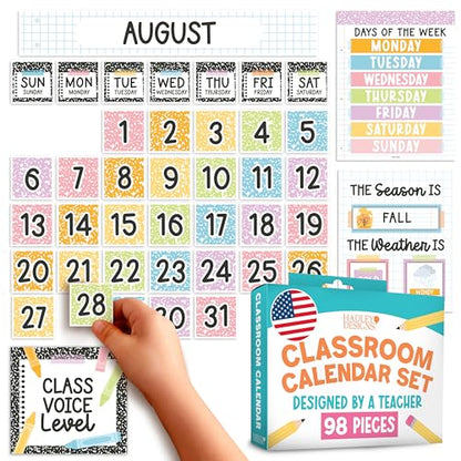 Classroom Calendar Set Bulletin Board Decorations, 98pc School Calendar Set - color: Pastel Composition