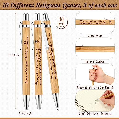 Kosiz 60 Pcs/30 Set Christian Gift Bulk Spiral Notebook and Pen, Brown - color: Brown
