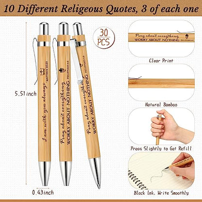 Kosiz 60 Pcs/30 Set Christian Gift Bulk Spiral Notebook and Pen, Brown - color: Brown