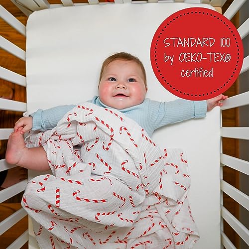 LollyBanks Muslin Swaddle Blanket, 47 x 47 in, Newborn Receiving Blanket - color: Red