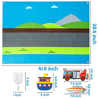 WATINC Transportation Felt Board Story Set - 35Pcs 3.5Ft Learning Play Kit