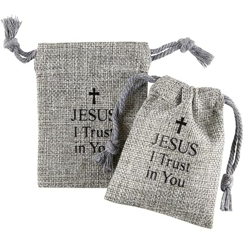 Needzo My First Holy Communion Gift Set for Girls, Glass Bead Rosary Bracelet with Gray Burlap Pouch, Religious Keepsakes for Daughters, 3 x 4 Inch Bag