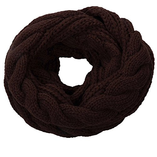 NEOSAN Womens Thick Ribbed Knit Winter Infinity Circle Loop Scarf - color: Twist Dark Chocolate
