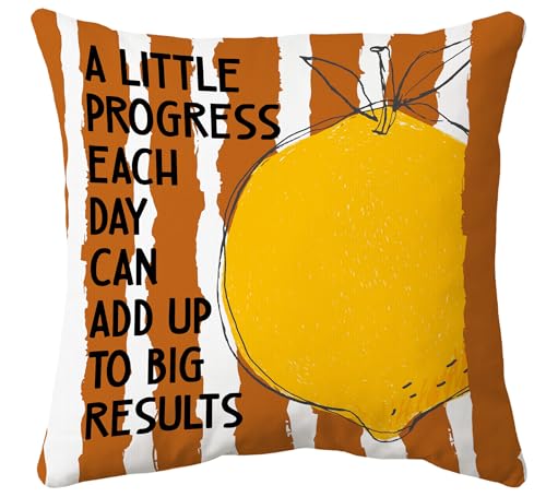 Voatok Inspirational Lemon Pillow Covers 18x18, Inspirational Gifts for Women Men, Motivational Lemon Fruit Decorative Throw Pillow Covers Pillowcases Decorations for Home Bedroom Sofa Bed Couch Decor - color: Lemon-1