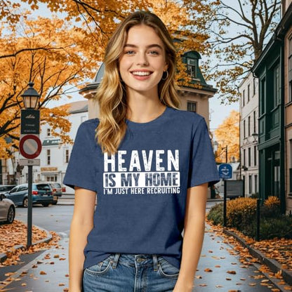Christian Shirts for Women Bible Verse Faith Heaven is My Home Tee - color: Blue, size: XX-Large