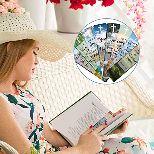 120 Pieces Bible Verses Bookmarks with Hollow Cross for Women Scripture Bookmarks Christian Book Markers for Women Men Church Gifts Supplies (Landscape) - style: Landscape