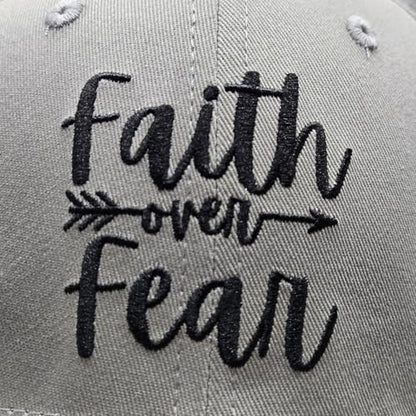 Faith Over Fear Christian Hats, Embroidered Baseball Caps for Adults - color: Gray Black