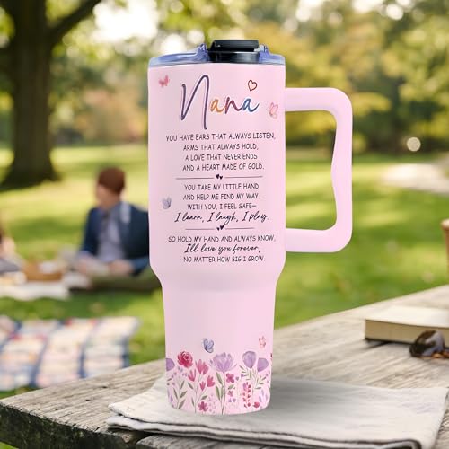 Gifts for Nana, Nana Birthday Gift Tumbler 40oz with Handle and Straw, Nanas Gifts for Birthday, Christmas, Retirement from Grandkids or Family, Nana's Tumbler - color: Best Nana