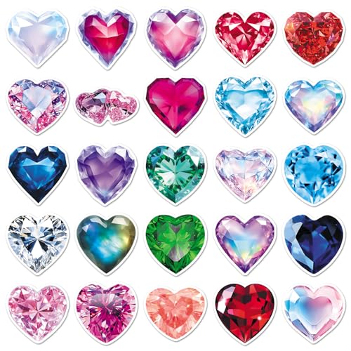 50 Pcs Brilliant Heart Diamond Stickers with Diamond Hearts Come with Adhesive Backing, Suitable for Phone Cases, Cups, and laptops (Heart Diamond) - color: Heart Diamond