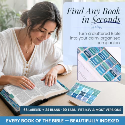 90 Christian Bible Tabs for Women, Men & Kids - Blue - color: Blue