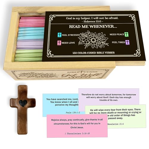 Personalized Get Well Soon Bible Verse Box with 150 Color-Coded Scripture Cards, Custom Name Prayer Box with Wooden Pocket Cross, Read Me Whenever Cards, Christian Encouragement Gift - color: Get Well Soon