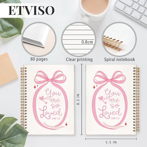 Pink Coquette Bow Ribbon Christian Notebook, John 3:16 Bible Journaling, Religious Prayer Journal for Woman, Church Notes Notebook, Scripture Hardcover Spiral Notebooks 5.5x8.3 Inch - color: 05-Bible(05)