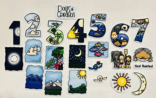 Days of Creation 23 Felt Figures Bible Felt Flannel Board Lesson coloring - size: 1-Medium Days of Creation Set