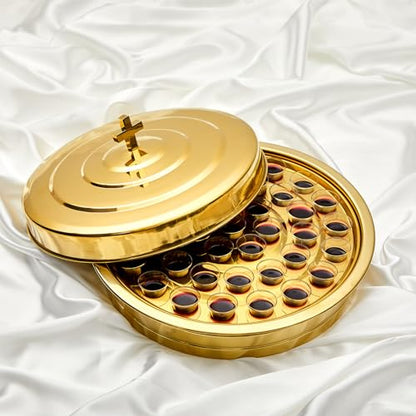 Zhehao 1 Set Communion Tray for Churches with Lid, Golden - color: Golden