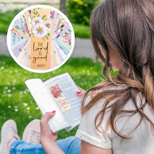 Bible Verse Bookmarks Gifts - 96 Pcs Inspirational Scripture Christian Bookmark Religious Motivational Flower Book Mark Page Clips Gift for Women Men Bible Study Church Readers Book Lovers - color: Bible Verse