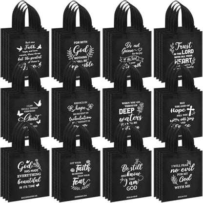 Sweetude 48 Pcs Christian Gift Bags Bulk, Bible Verse Gift Bags for Women - color: Black, style: Bible