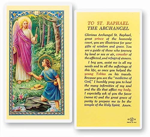 Artisan Owl To Saint Raphael The Archangel Prayer Laminated Holy Cards (Set of 5)