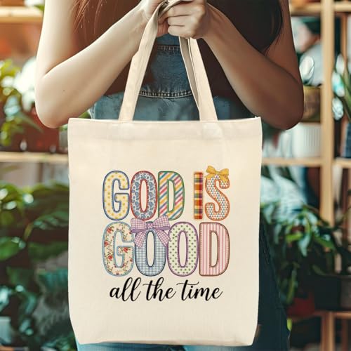 Faith Canvas Tote Bag, Christian Gifts for Women Girls Mom Sister Inspirational Bible Verse Birthday Christmas - color: Boho Christian 813