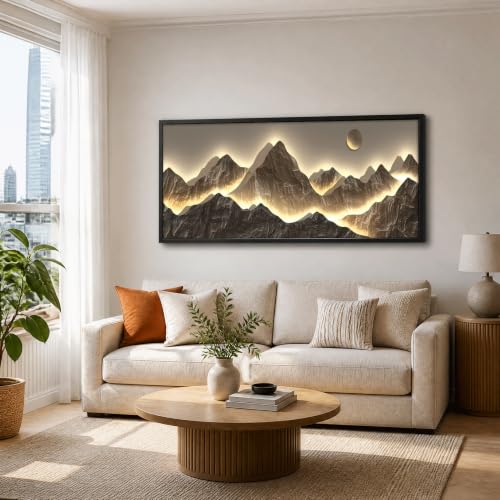 Large Framed Modern Mountain Wall Art Abstract Landscape Canvas Wall Decor - color: Mountain, size: 48"L x 24"W