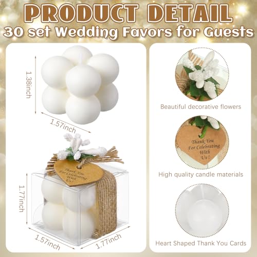 MTLEE 30 Sets Mini Bubble Candles Party Favors DIY Gift Set,White - color: White
