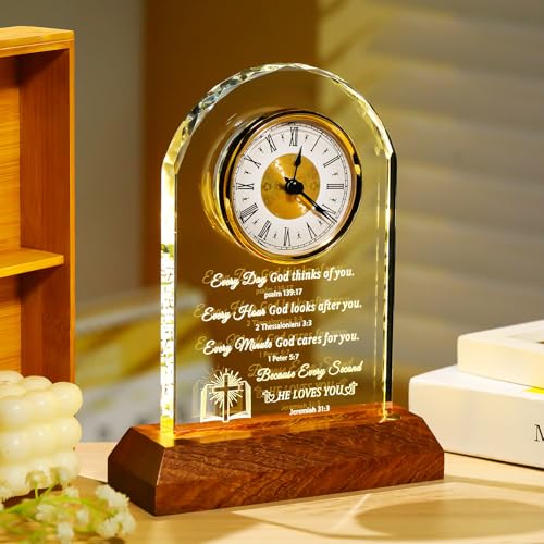 Arikyrist Glass Clock Christian Gifts for Women Men Spiritual Gift Idea - color: God
