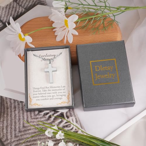 Cremation Cross Necklace for Ashes Stainless Steel Cross Urn Pendant Ashes Holder Memorial Jewelry-With Me Always - style: With Me Always-Silver-Gift Box