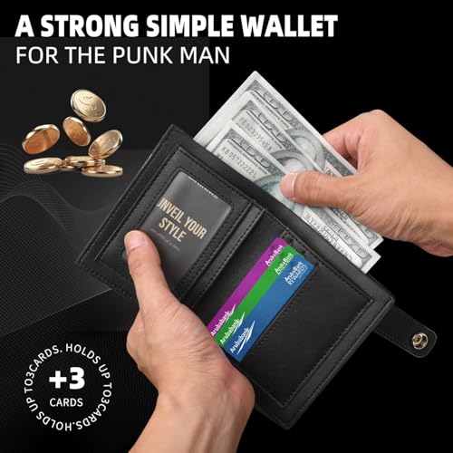 ZEKEE Skull Gothic Chain Wallet Leather Punk Bifold Halloween Goth Accessories Unisex (Jesus' Crucifixion Wide version) - style: Jesus' Crucifixion Wide Version