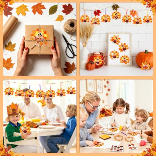 Fennoral 24 Pack Thanksgiving Turkey Suncatcher Craft Kit for Kids - color: Turkey