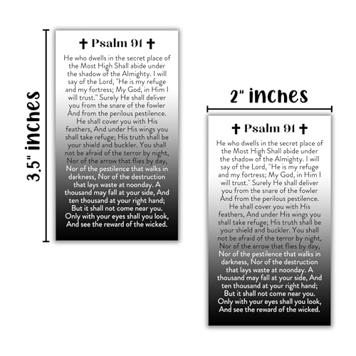 Psalms 91 Prayer for Protection Wallet Cards 30pk 2x3.5” Verses Black Gray Ombre Design New Drivers Pocket Encouragement Minimalist Modern