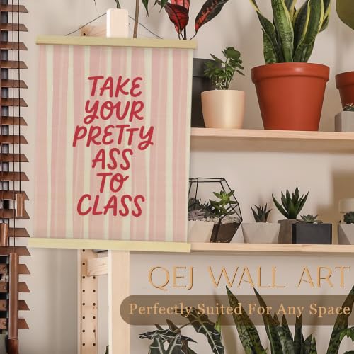 QEJ Funny Pink Striped Wall Art Hanger Frame Poster for Girls Bedroom College Dorm 12x16 Inch - color: Class