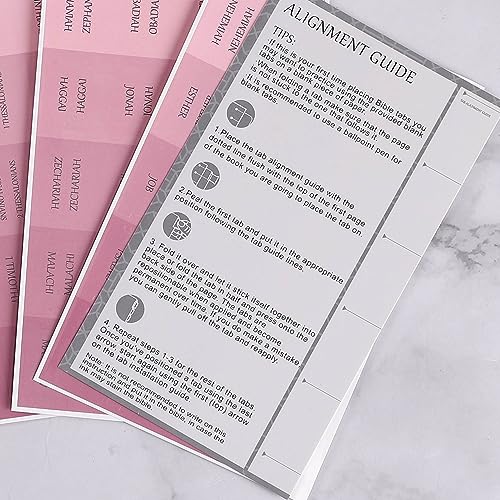 Thinkor Reposition Laminated Bible Tabs, Large Print Pink Stickers, Easy to Read & Apply Bible Tabs for Women and Man - color: Ombre Pink