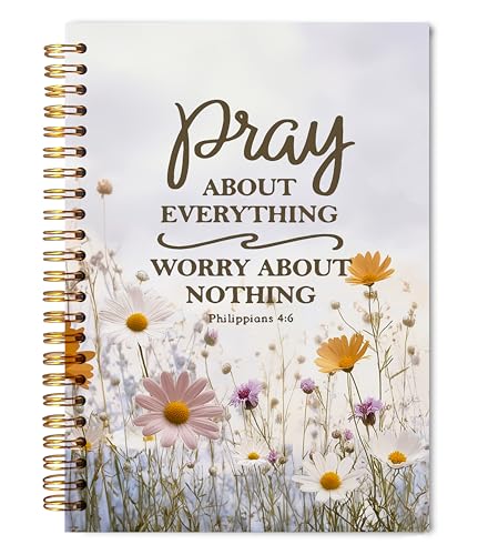 Welshower Daisy Floral Christian Spiral Notebook Journal, Bible Verse Notebook for Note Taking, Philippians 4:6 Bible Scripture Journal, Religious Prayer Journals for Woman, 5.5x8.3 Inch - color: Prayer Blank Book 06