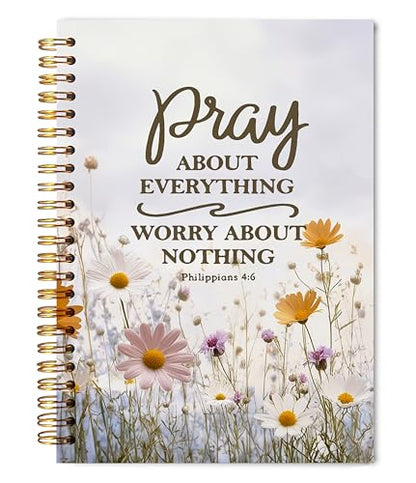 Welshower Daisy Floral Christian Spiral Notebook Journal, Bible Verse Notebook for Note Taking, Philippians 4:6 Bible Scripture Journal, Religious Prayer Journals for Woman, 5.5x8.3 Inch - color: Prayer Blank Book 06
